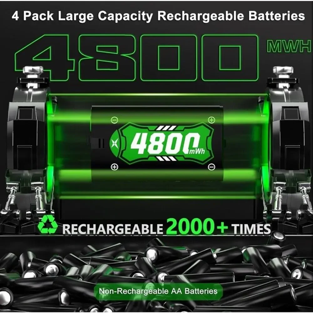 Fast Charging 4x4800mWh Xbox Battery Pack with Charger - For Xbox Elite & Series